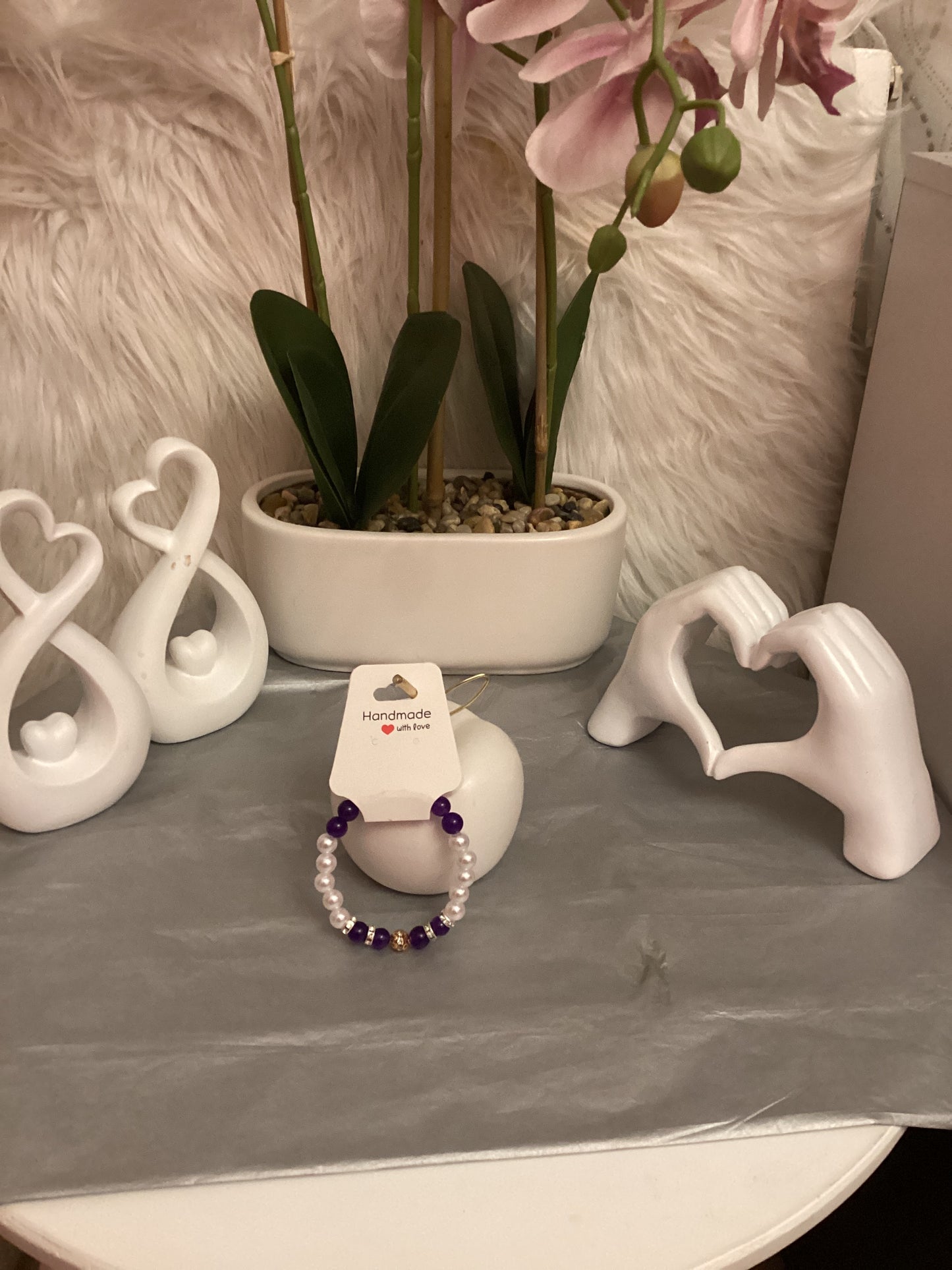 Bracelet violet et blanc brillant