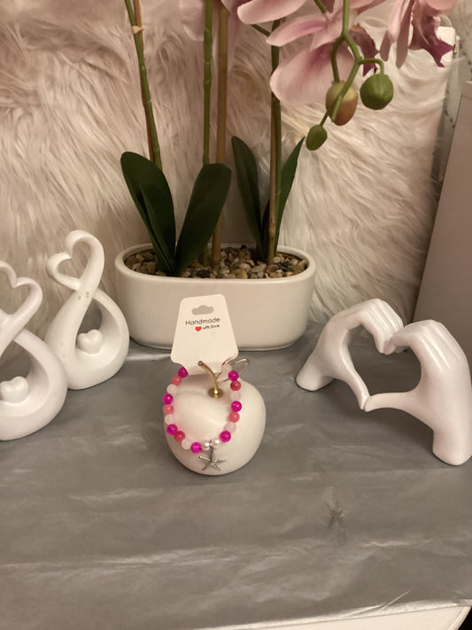 Bracelet rose 1 avec petite étoile argenté